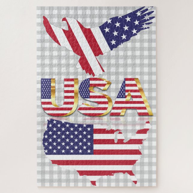 American Eagle Flag Jigsaw Puzzle USA Flag Karte (Vertikal)