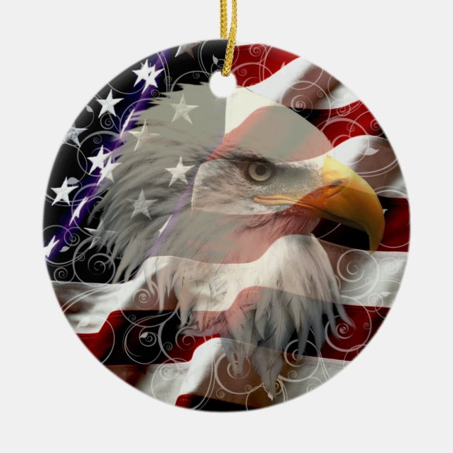 American Eagle Flag Round Ornament (Vorne)