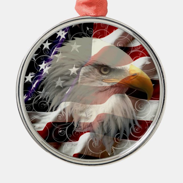 American Eagle Flag Round Ornament (Vorne)