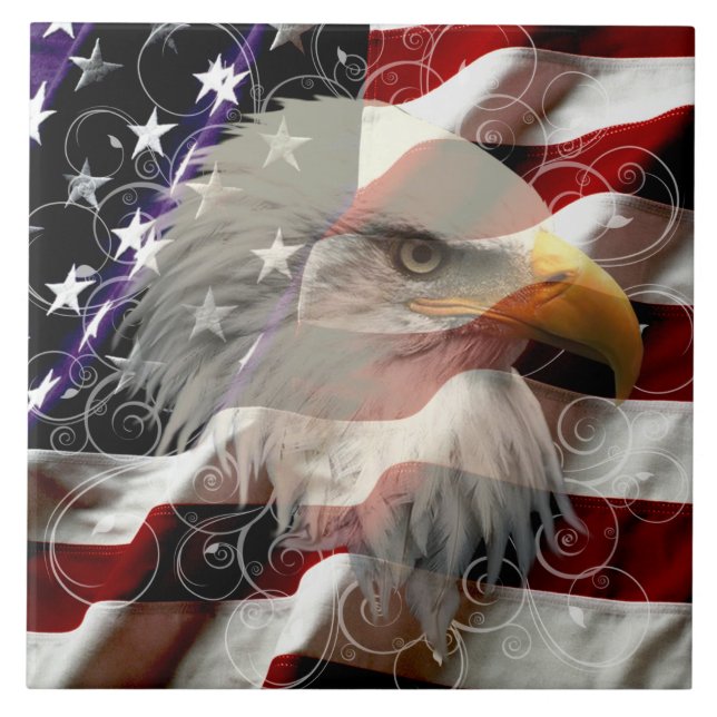 American Eagle Flag Tile Fliese (Vorderseite)