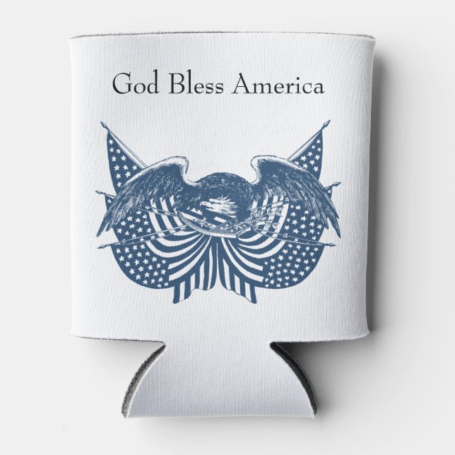 American Eagle Guarding USA Patriotic Flag Banner Dosenkühler (Vorderseite)