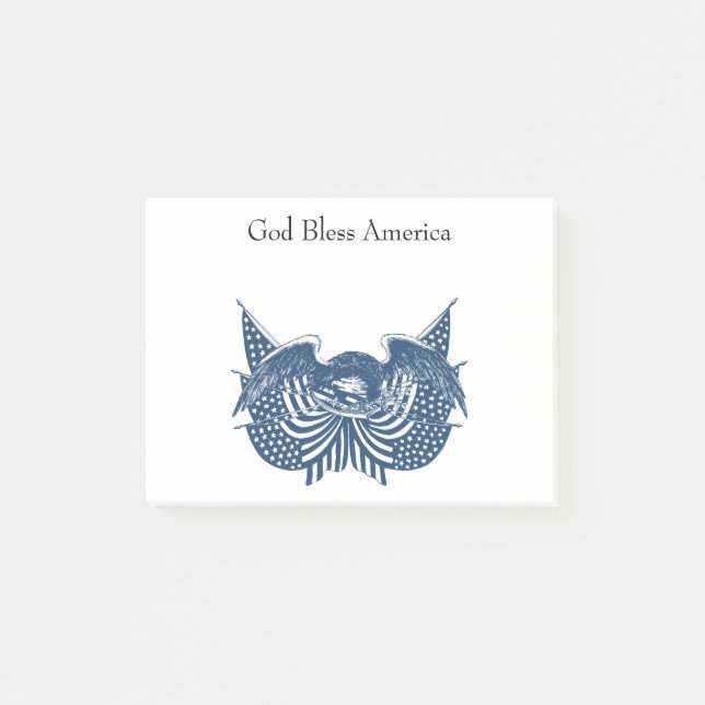 American Eagle Guarding USA Patriotic Flag Banner Post-it Klebezettel (Vorderseite)