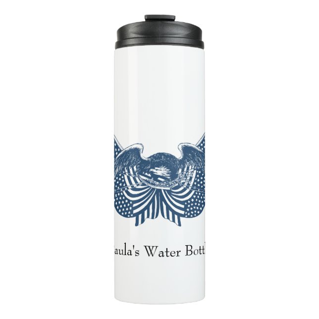 American Eagle Guarding USA Patriotic Flag Banner Thermosbecher (Vorderseite)