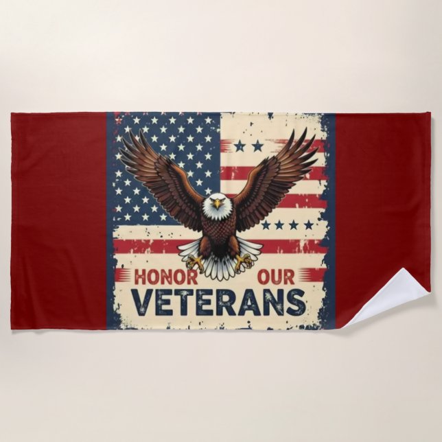 American Eagle Honor Our Veterans Beach Towel Strandtuch (Vorderseite)