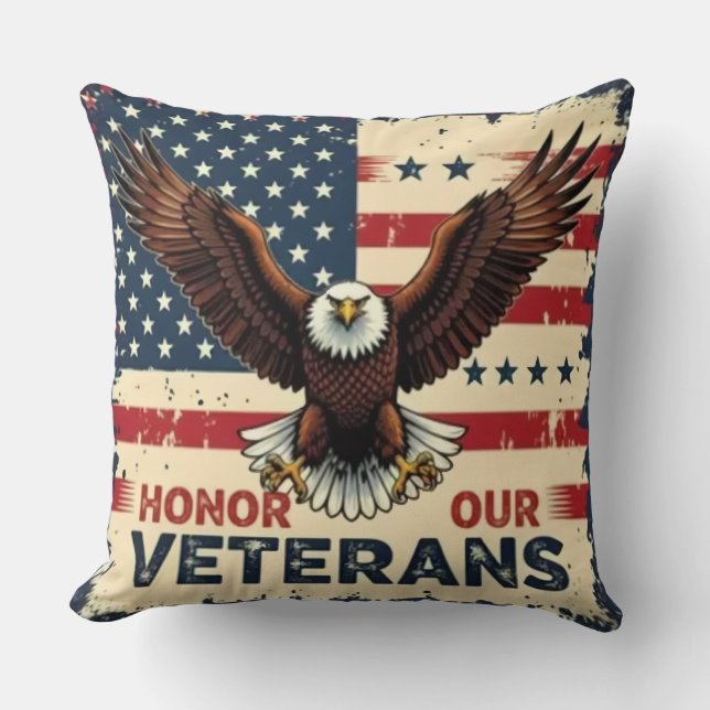 American Eagle Honor Our Veterans Throw Pillow Kissen (Vorderseite)