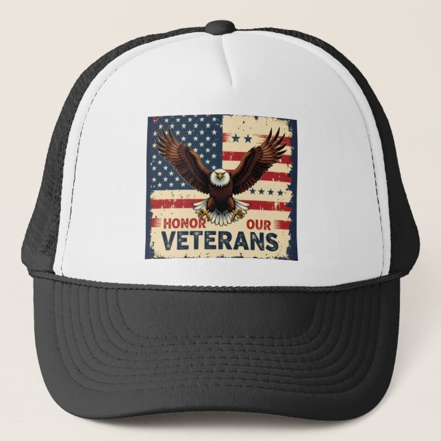 American Eagle Honor Our Veterans Trucker Hat Truckerkappe (Vorderseite)