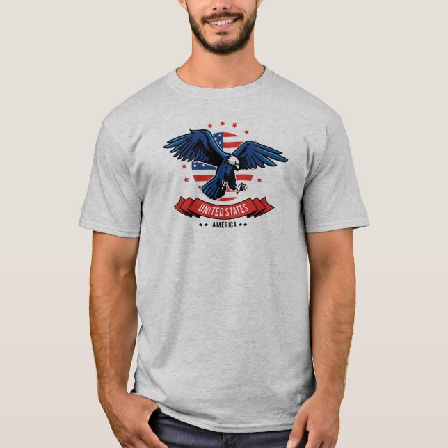 American Eagle mit Flag Colors Stars & Strips T-Shirt (Vorderseite)