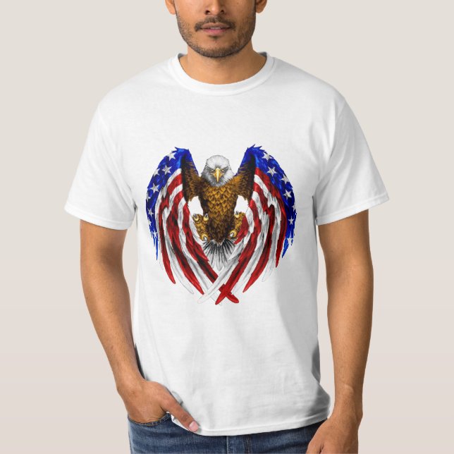 American Eagle mit US-Flagge auf Flügeln T-Shirt (Vorderseite)