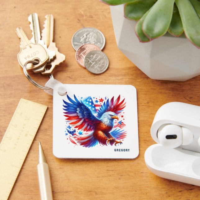American Eagle Patriotic Design Red White Blue Schlüsselanhänger (Schreibtisch)