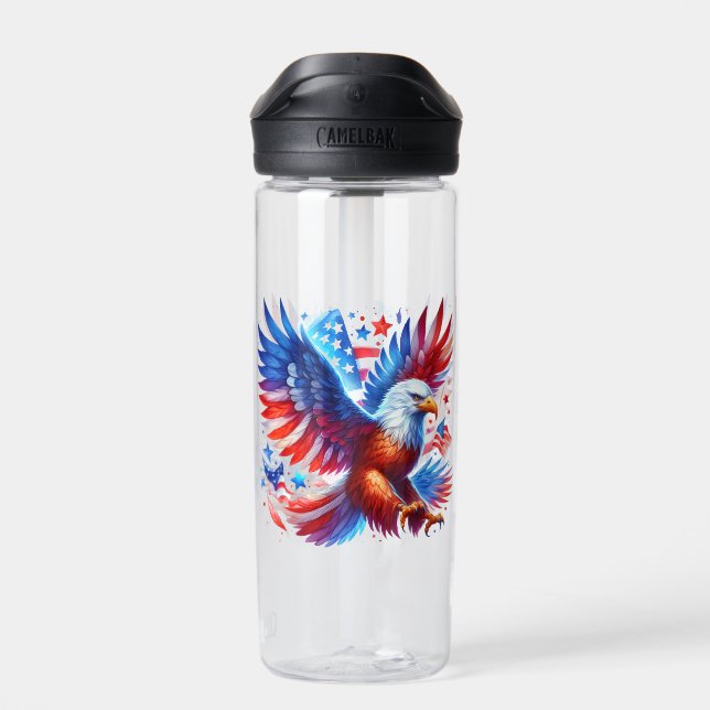 American Eagle Patriotic Design Red White Blue Trinkflasche (Rückseite)
