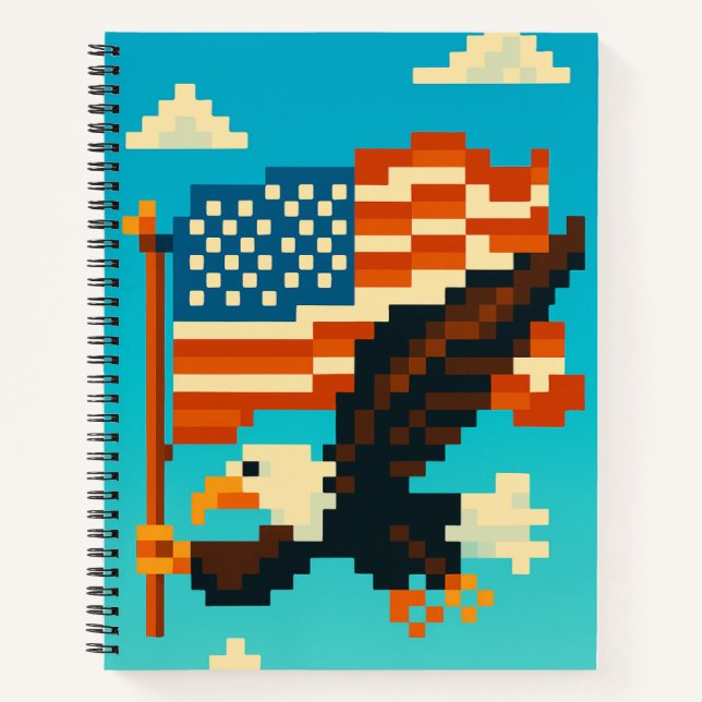 American Eagle Pixel Art Notebook Notizbuch (Vorderseite)