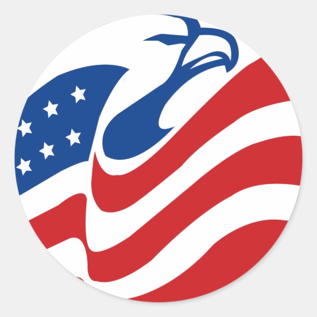 American Eagle Red White Stars Stripes Flag Runder Aufkleber (Vorderseite)