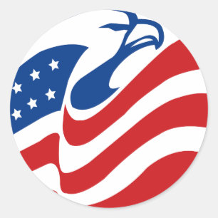American Eagle Red White Stars Stripes Flag Runder Aufkleber