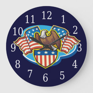 American Eagle Round Clock Große Wanduhr
