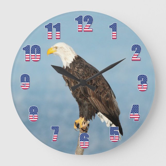 American Eagle US Flagge Große Wanduhr (Vorderseite)
