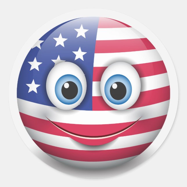 American Emoji Runder Aufkleber (Vorderseite)
