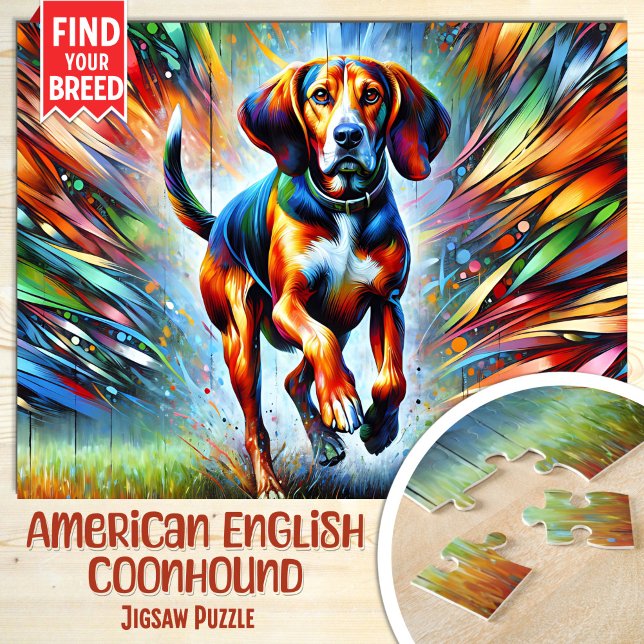 American English Coonhound Dog Acrylic Portrait Puzzle (Von Creator hochgeladen)