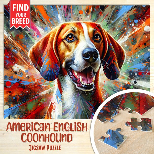 American English Coonhound Dog Acrylic Portrait Puzzle (Von Creator hochgeladen)