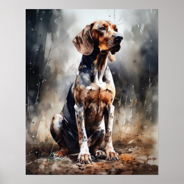 American English Coonhound Dog Art Print Poster (Vorne)