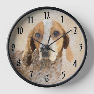 American English Coonhound Gemälde - Hundekunst Uhr