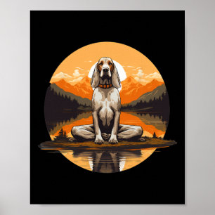 American English Coonhound Hund Meditation Yoga Mä Poster