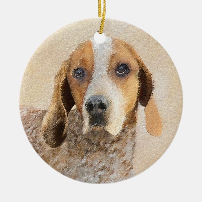 American English Coonhound Painting - Dog Art Keramik Ornament (Vorne)