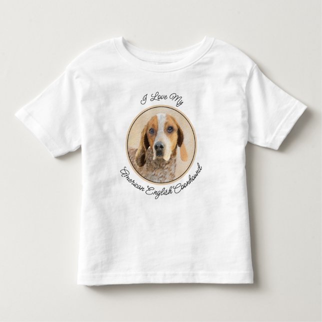 American English Coonhound Painting - Dog Art Kleinkind T-shirt (Vorderseite)