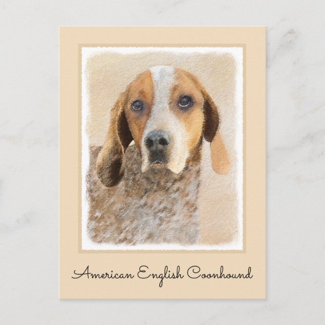 American English Coonhound Painting - Dog Art Postkarte (Vorderseite)