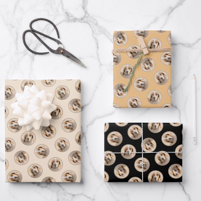 American English Coonhound Redtick Painting Dog Geschenkpapier Set (Vorderseite)