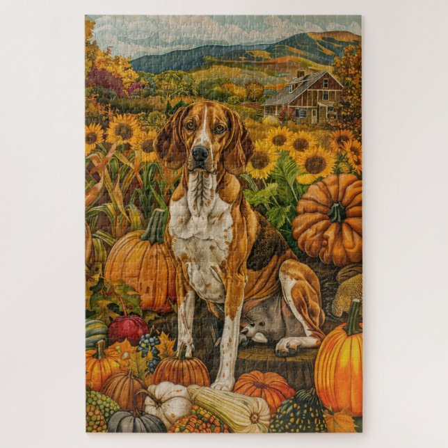 American English Foxhound Autumn Harvest Puzzle (Vertikal)