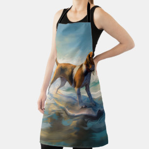 American English Foxhound Beach Surfing Painting Schürze