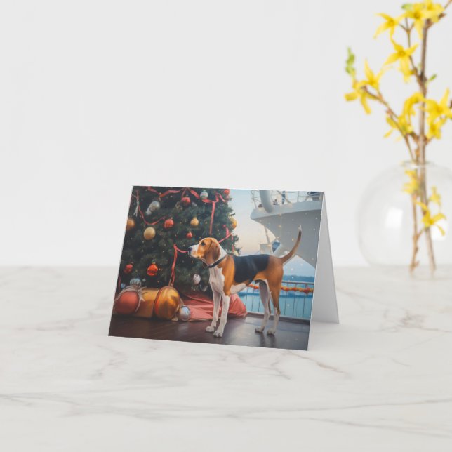 American English Foxhound Christmas Cruise Holiday Karte (Gelbe Blume)