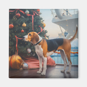 American English Foxhound Christmas Cruise Holiday Magnet