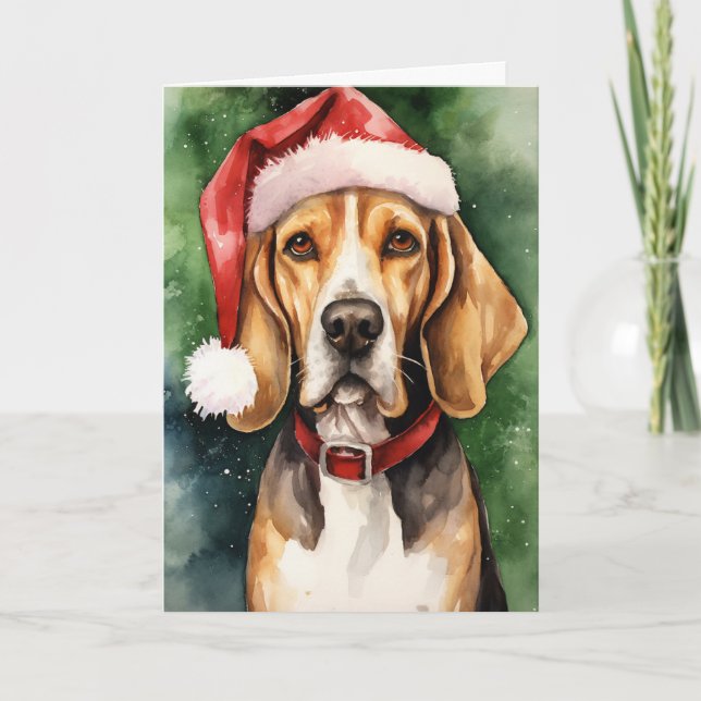 American English Foxhound Christmas Dankeskarte (Vorderseite)