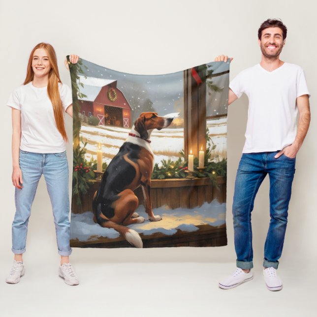 American English Foxhound Christmas Lights Holiday Fleecedecke (Beispiel)