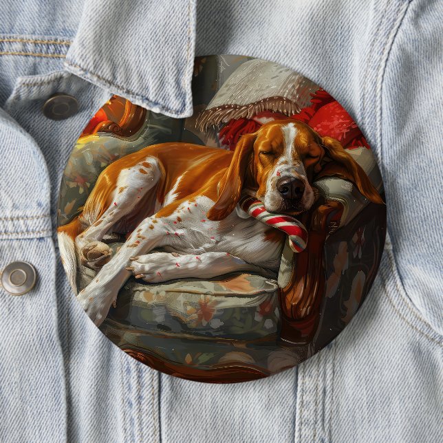 American English Foxhound Dog Weihnachtsfest Button (Beispiel)