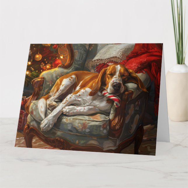American English Foxhound Dog Weihnachtsfest Karte (Vorderseite)
