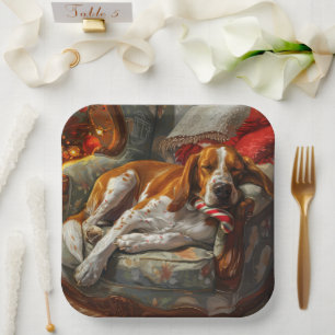 American English Foxhound Dog Weihnachtsfest Pappteller