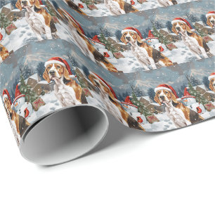 American English Foxhound Dog Winter Christmas Joy Geschenkpapier