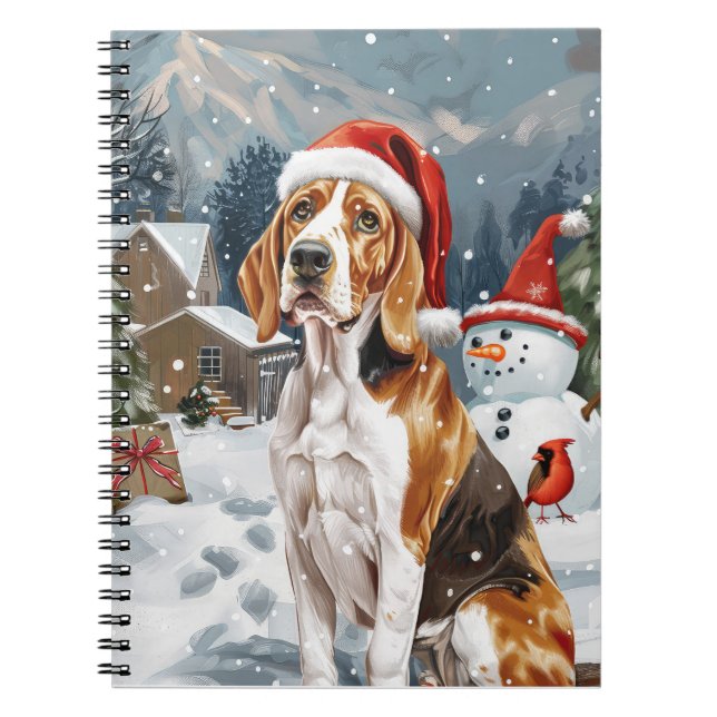 American English Foxhound Dog Winter Christmas Joy Notizblock (Vorderseite)