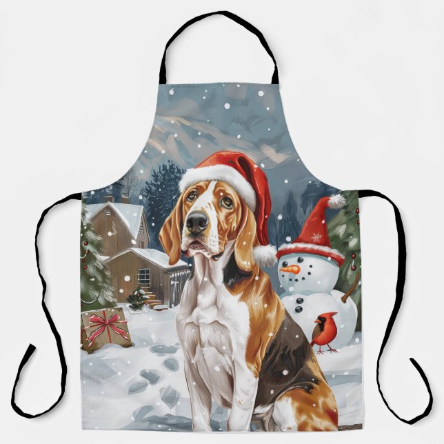 American English Foxhound Dog Winter Christmas Joy Schürze (Vorderseite)