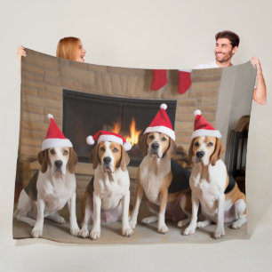 American English Foxhound Fireplace Weihnachten Fleecedecke
