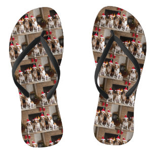 American English Foxhound Fireplace Weihnachten Flip Flops