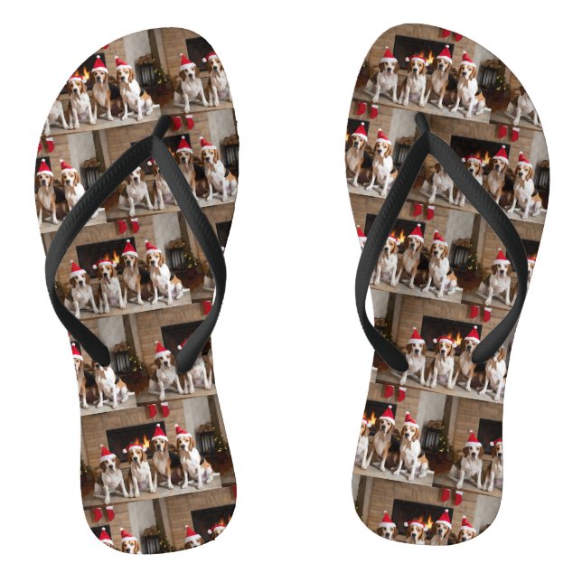 American English Foxhound Fireplace Weihnachten Flip Flops (Fußbett)