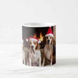American English Foxhound Fireplace Weihnachten Kaffeetasse