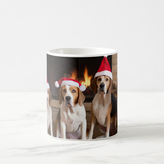 American English Foxhound Fireplace Weihnachten Kaffeetasse (Mittel)