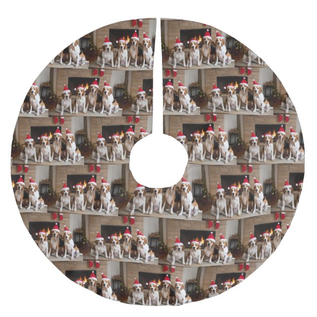 American English Foxhound Fireplace Weihnachten Polyester Weihnachtsbaumdecke (Vorderseite)