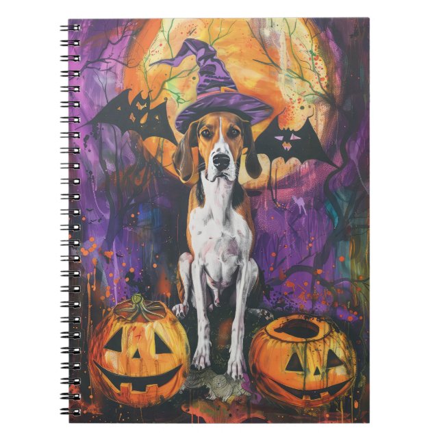 American English Foxhound Halloween Pumpkin Notizblock (Vorderseite)