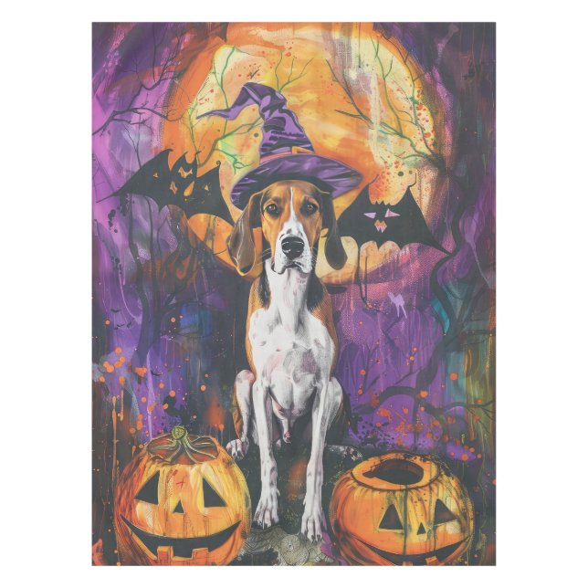 American English Foxhound Halloween Pumpkin Tischdecke (Vorderseite)