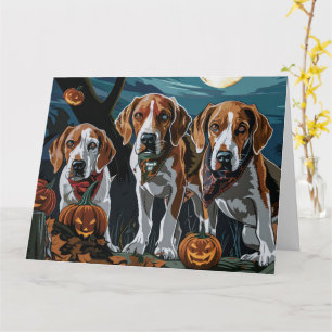 American English Foxhound Halloween Spooky Karte